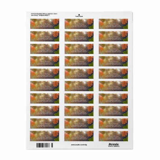 Rustieke schuur hout val bladeren en string lichte etiket (Full Sheet)