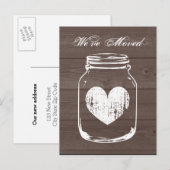 Rustieke schuur hout verandering van adres bewegen aankondigingskaart (Voorkant / Achterkant)