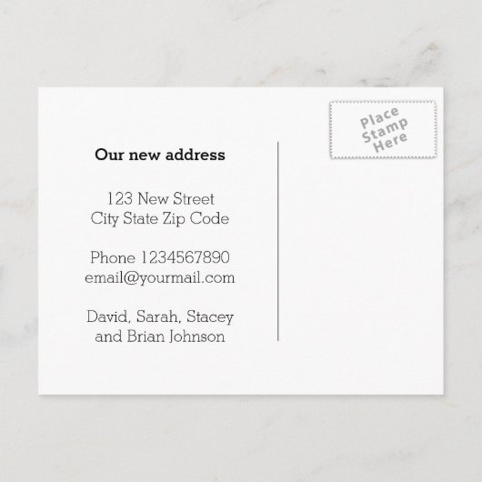 Rustieke schuur hout verandering van adres bewegen aankondigingskaart (Achterkant)