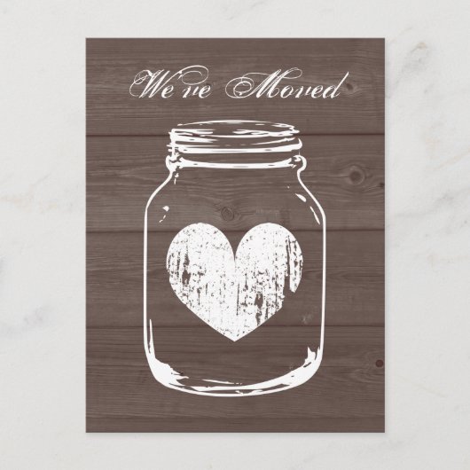 Rustieke schuur hout verandering van adres bewegen aankondigingskaart (Voorkant)