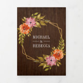 Rustieke schuur hout verbrand Sinaasappel Bloemen Drieluik Uitnodiging (Cover)