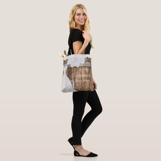 Rustieke schuur hout Vrijgezellenfeest ontwerp Tote Bag (Op model)