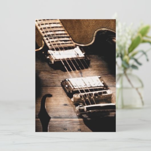 Rustieke schuur hout western countrymuziek gitaar kaart (Staand voorkant)