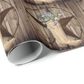 rustieke schuur hout wilde bloem cowboy western st cadeaupapier (Rol Hoek)