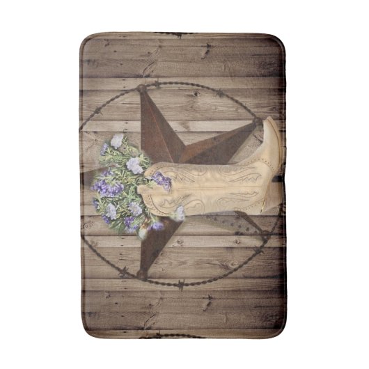 rustieke schuur hout wilde bloem western ster cowg badmat (Voorkant Verticaal)