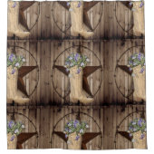 rustieke schuur hout wilde bloem western ster cowg douchegordijn (Voorkant)