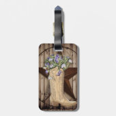 rustieke schuur hout wilde bloem westerse country  bagagelabel (Achterkant verticaal)
