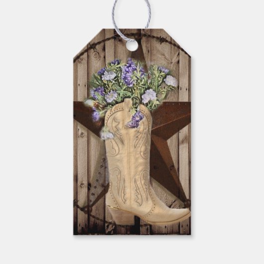 rustieke schuur hout wilde bloem westerse country  cadeaulabel (Voorkant)