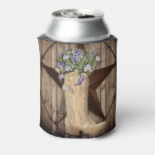 Rustieke schuur hout Wildflower Cowboy western Sta Blikjeskoeler (Blikje Achterkant)
