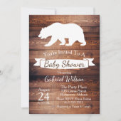Rustieke Schuur Hout & Wit Beer Baby shower Kaart (Voorkant)