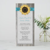 Rustieke Schuur Hout Zonnebloem Blauwgroen lint Ka Kaart (Staand voorkant)