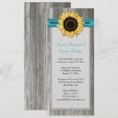 Rustieke Schuur Hout Zonnebloem Blauwgroen lint Ka Kaart (Voorkant / Achterkant)