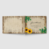 Rustieke schuur hout zonnebloem bruiloft gastenboek (Volledig)