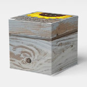 Rustieke schuur hout zonnebloem bruiloft gunst doo bedankdoosjes (Voorkant Zijde)