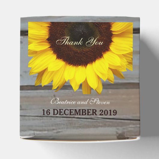 Rustieke schuur hout zonnebloem bruiloft gunst doo bedankdoosjes (Bovenkant)