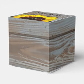 Rustieke schuur hout zonnebloem bruiloft gunst doo bedankdoosjes (Achterkant)