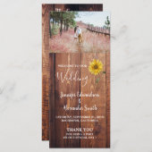 Rustieke schuur hout zonnebloem land bruiloft prog programmakaart (Voorkant / Achterkant)