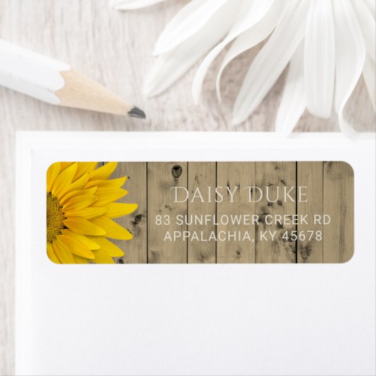 Rustieke schuur hout zonnebloem land chic etiket (Insitu)