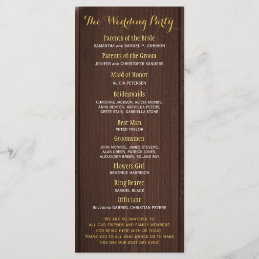 Rustieke schuur hout zonnebloemen bruiloft program programmakaart (Achterkant)