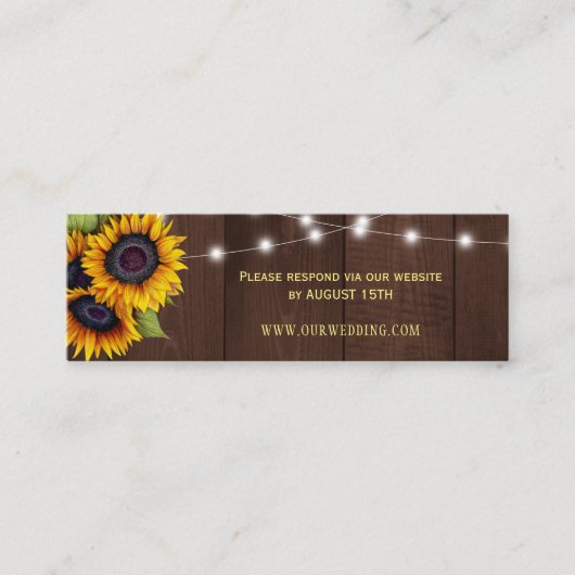 Rustieke schuur hout zonnebloemen bruiloft website mini visitekaartje (Voorkant)
