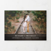 Rustieke schuur hout zonnebloemen cowboy Westerne  Drieluik Uitnodiging (Cover)