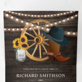 Rustieke schuur hout zonnebloemen cowboy Westerne  Drieluik Uitnodiging (Binnenzijde eerst)