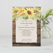 Rustieke schuur hout Zonnebloemen Deckle Edge Brui Kaart (Staand voorkant)