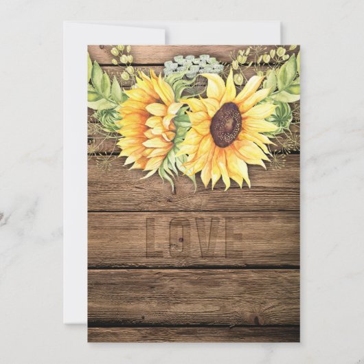 Rustieke schuur hout Zonnebloemen Deckle Edge Brui Kaart (Achterkant)