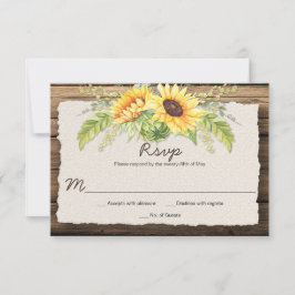 Rustieke schuur hout Zonnebloemen Deckle Edge RSVP Kaartje