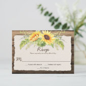 Rustieke schuur hout Zonnebloemen Deckle Edge RSVP Kaartje (Staand voorkant)