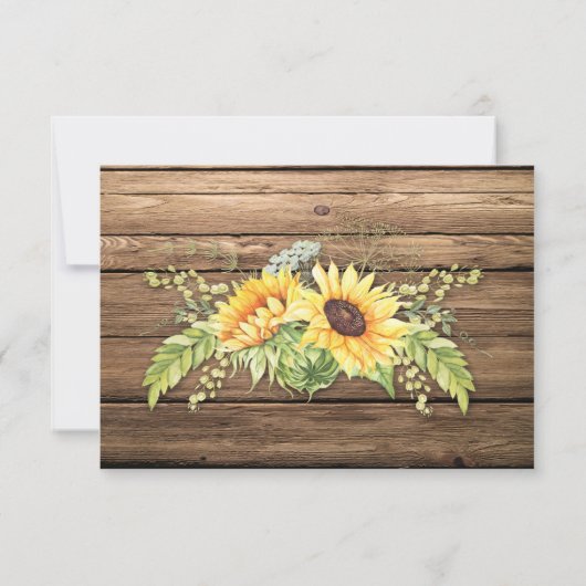 Rustieke schuur hout Zonnebloemen Deckle Edge RSVP Kaartje (Achterkant)
