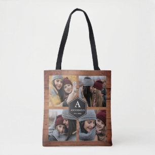 Rustieke schuur houten 4 foto's familie foto colla tote bag