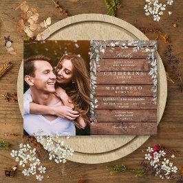Rustieke schuur houten bloemstuk wilde bloemen fot kaart