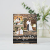 Rustieke Schuur Houten Bruiloft Foto Save the Date (Staand voorkant)