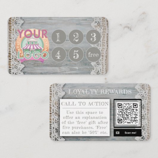 Rustieke schuur houten kant Boho boetiek ambachtel Klantenkaartje (Voorkant / Achterkant)