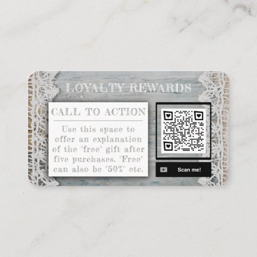 Rustieke schuur houten kant Boho boetiek ambachtel Klantenkaartje (Achterkant)