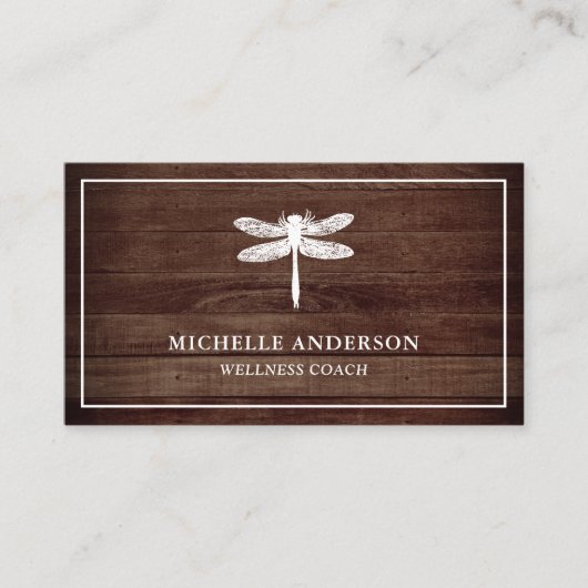  rustieke schuur houten libel visitekaartje (Voorkant)