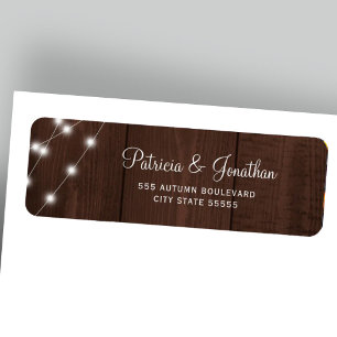 Rustieke schuur houten lichten trouw retouradres etiket