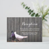 Rustieke Schuur Houten Liefde Vogels Trouwreceptie Informatiekaartje (Staand voorkant)