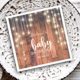 Rustieke schuur houten slingerlichten babyfeest servet