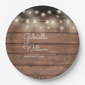 Rustieke schuur houten slingerlichten script bruil papieren bordje (Voorkant)