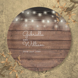 Rustieke schuur houten slingerlichten script bruil papieren bordje