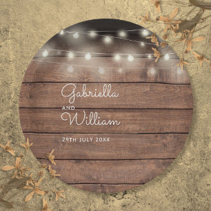 Rustieke schuur houten slingerlichten script bruil papieren bordje