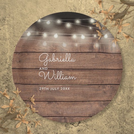 Rustieke schuur houten slingerlichten script bruil papieren bordje