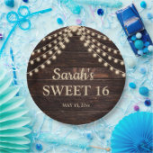 Rustieke schuur houten slingerlichten Sweet 16 naa Papieren Bordje (Feest)