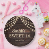 Rustieke schuur houten slingerlichten Sweet 16 naa Papieren Bordje (Feest)