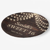 Rustieke schuur houten slingerlichten Sweet 16 naa Papieren Bordje (Gekanteld)