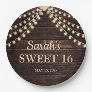 Rustieke schuur houten slingerlichten Sweet 16 naa Papieren Bordje