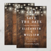 Rustieke schuur houten slingerlichten westerse bru save the date (Voorkant / Achterkant)