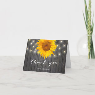 Rustieke schuur houten slingerlichten zonnebloem b bedankkaart